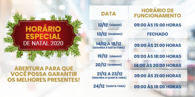SindComércio - Patos de Minas/MG - Horário Especial de Natal 2020